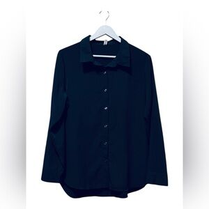 Diosun Black Button Down Blouse Classic Collared Shirt – Size Large